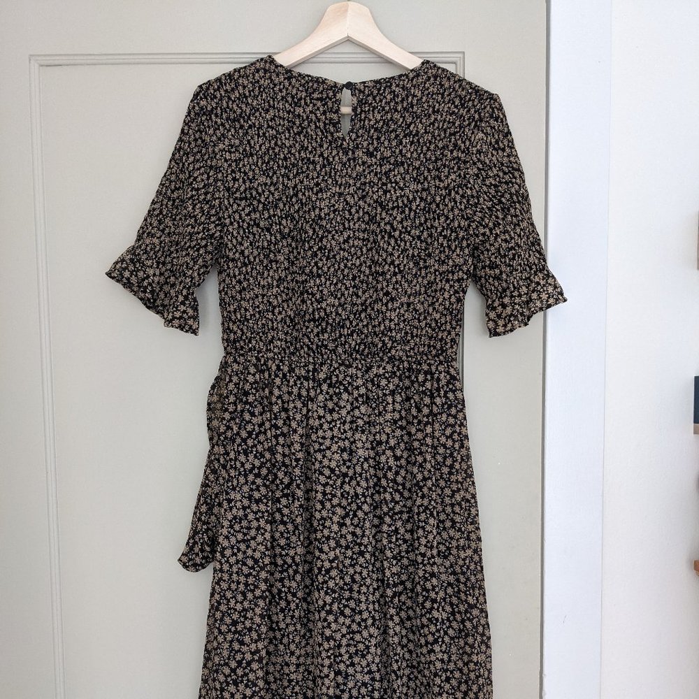 Lucy Avenue Delfina Smocked and Ruffle Dress Black, Size Small